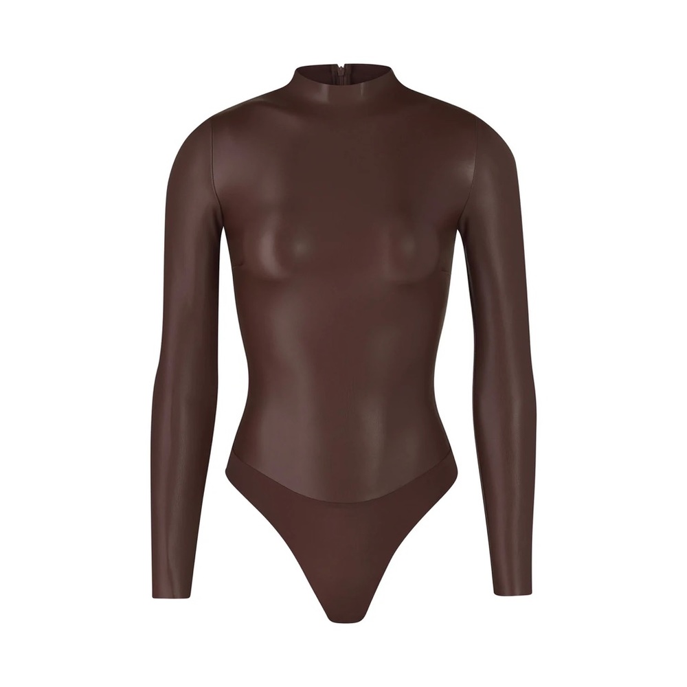 SKIMS by Kim Kardashian FAUX LEATHER MOCK NECK BODYSUIT NWT 19-20-21